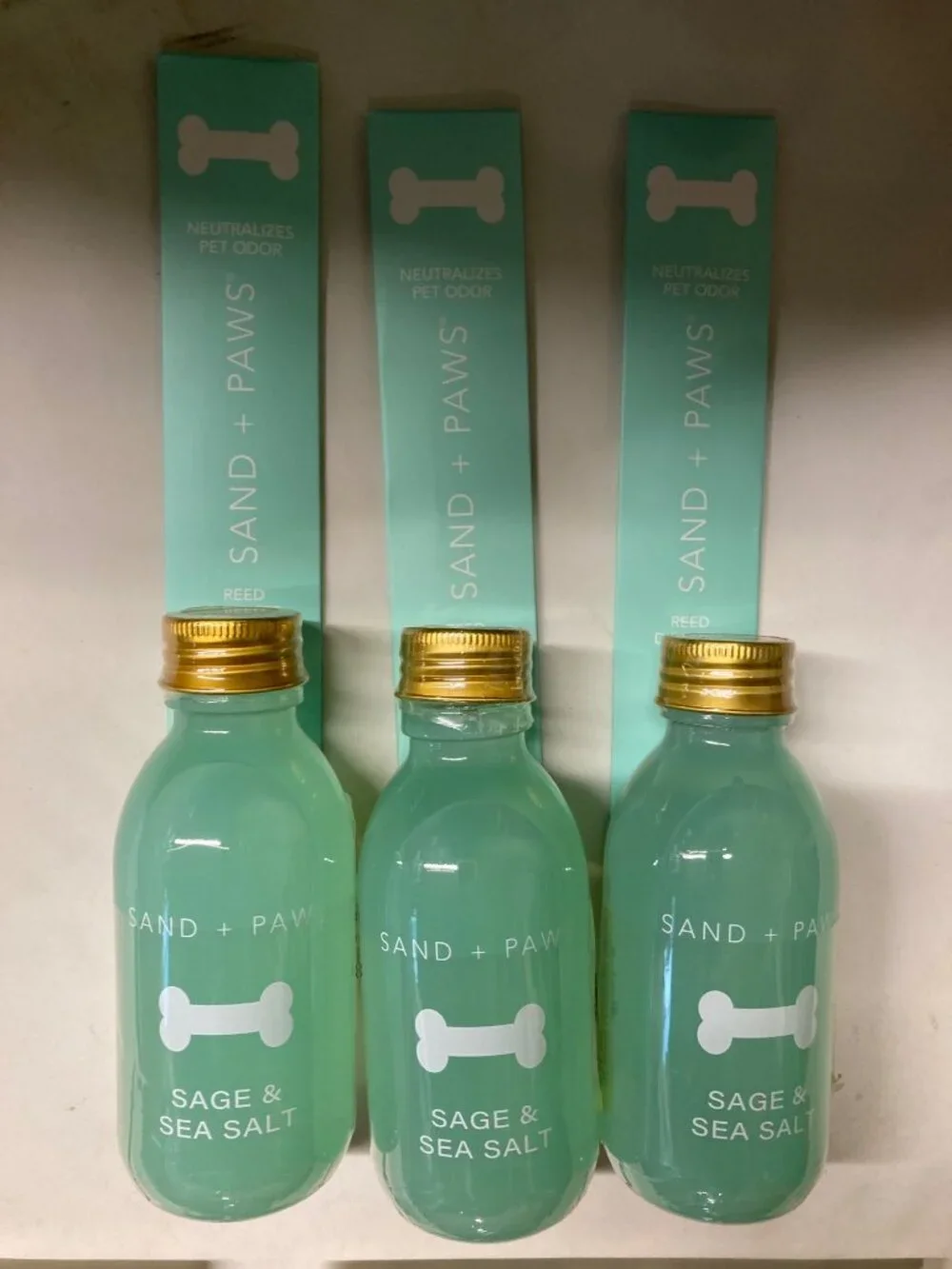 Sand + Paws Sage & Sea Salt Diffuser Set of 3 - Pet Odor Neutralizer Brand New